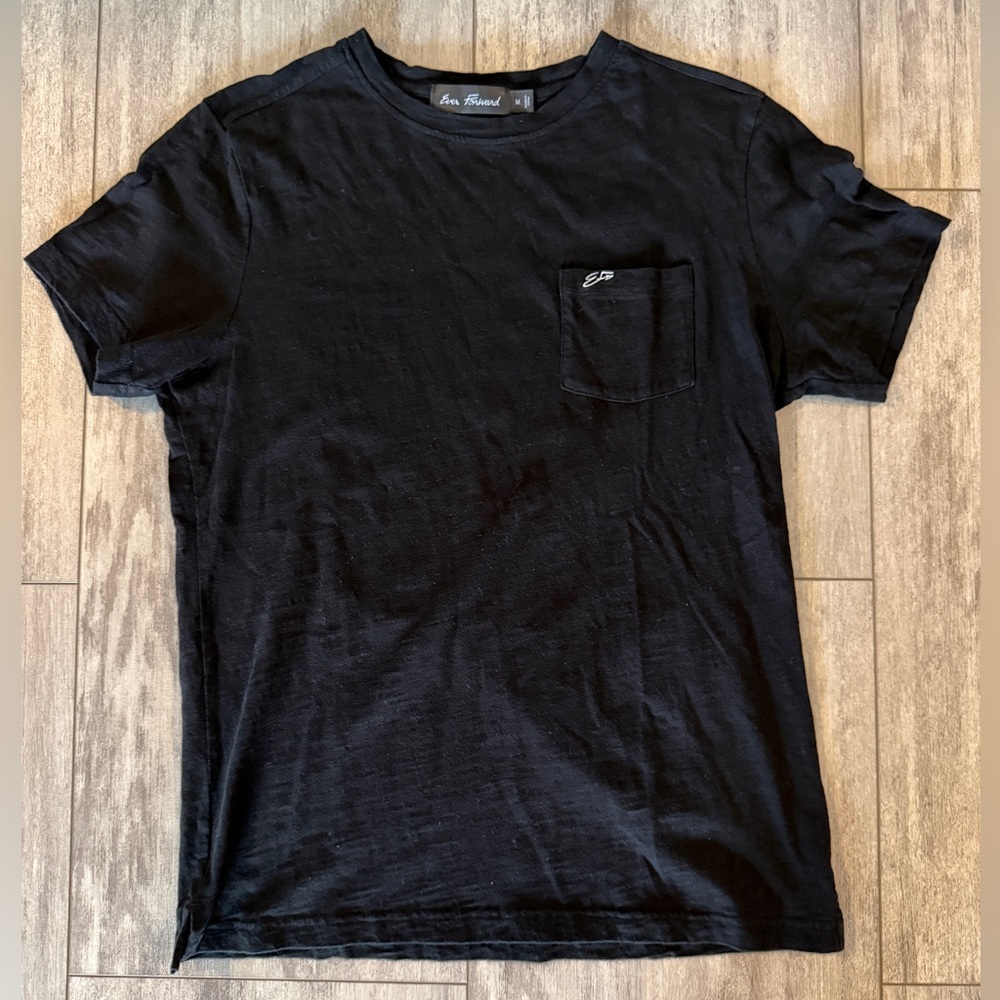 Men's Ever Forward Black Slub Pocket T-Shirt Size M